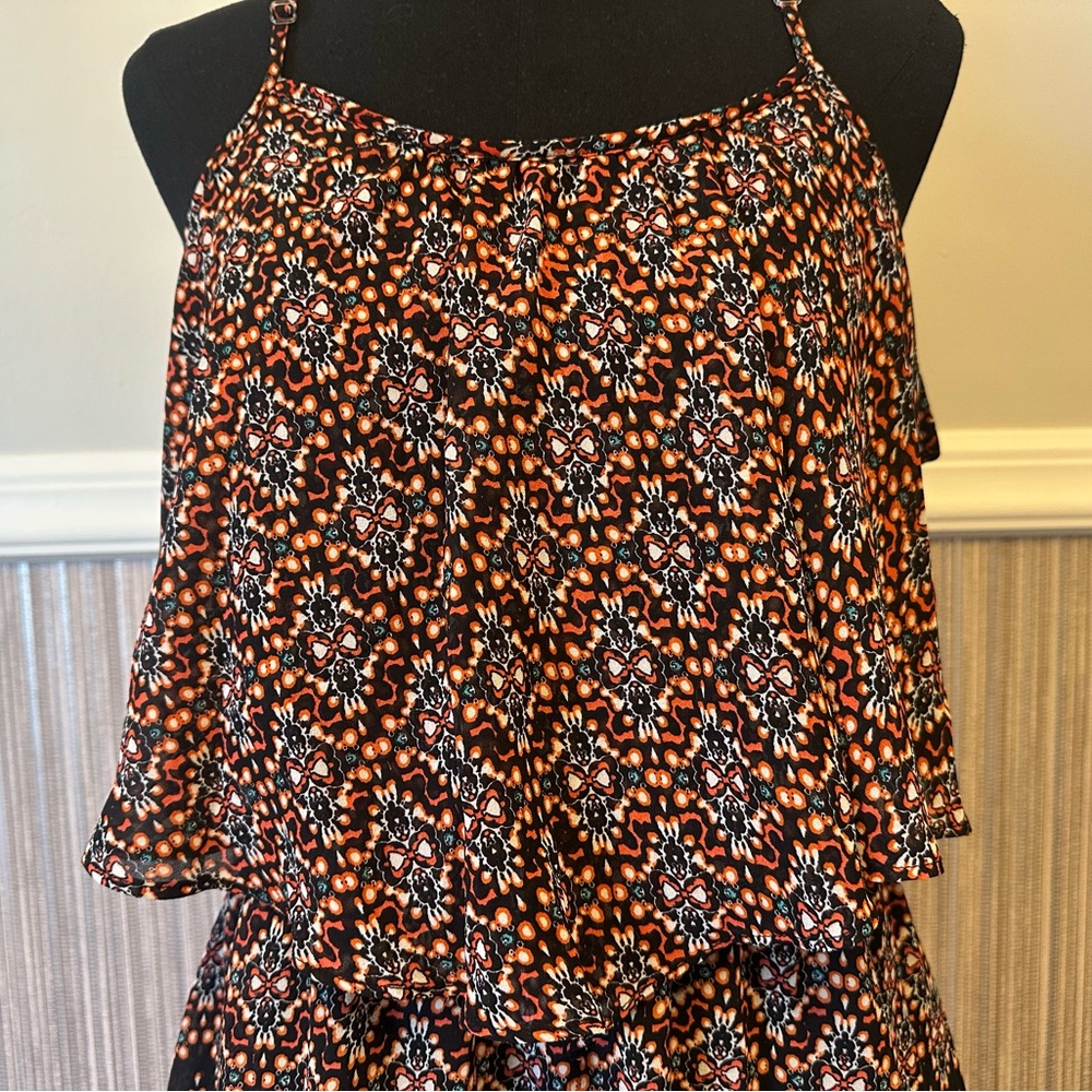 Xhilaration Boho Paisley Dress XXL Adjustable Strap Tiered Mini Flowy Summer - Picture 6 of 9